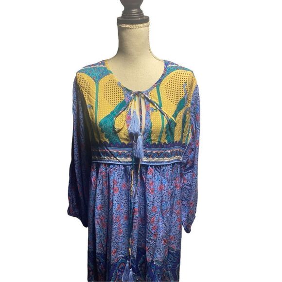 R. Vivimos Womens Multicolor Bohemian Midi Dress Size Medium - Picture 2 of 5